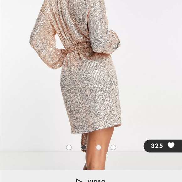 ASOS Sequin Batwing Sleeve Mini Shift Dress with belt. Size 2 - Picture 9 of 11